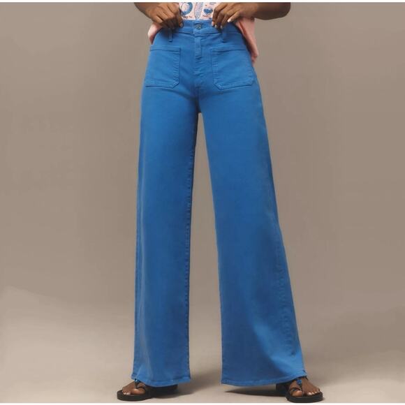 Mother High Rise Patch Pocket Wide Leg Jeans In Snorkel Blue Size 33 NWT - Picture 12 of 12